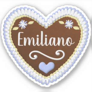 Custom Name Heart Shape Gingerbread Cookie Sticker