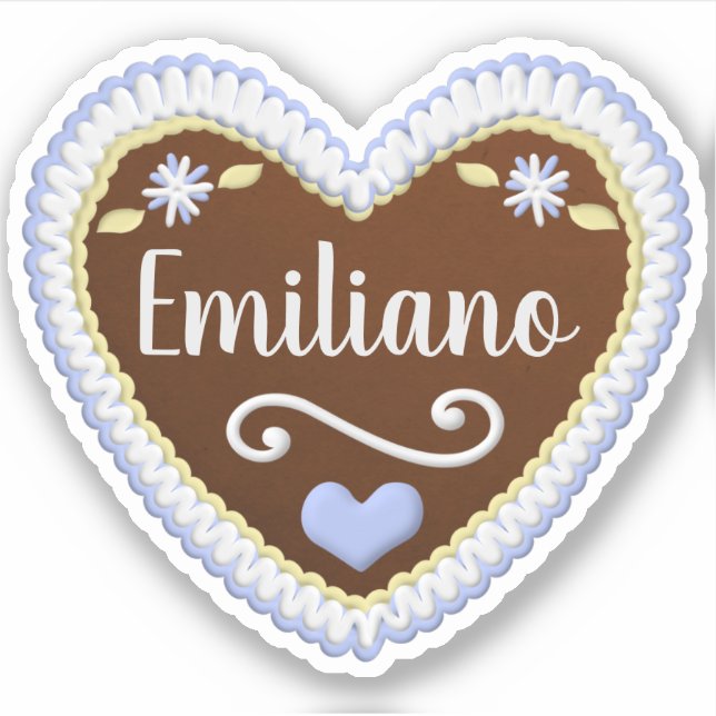 Custom Name Heart Shape Gingerbread Cookie Sticker (Front)