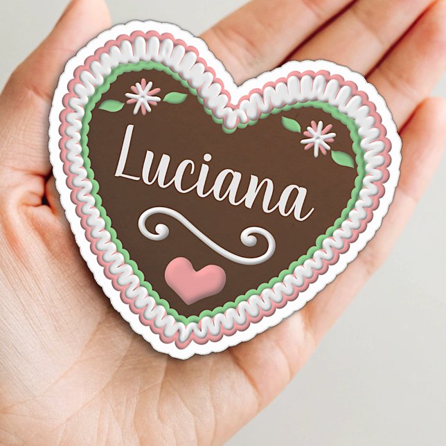 Custom Name Heart Shape Gingerbread Cookie Sticker (Creator Uploaded)