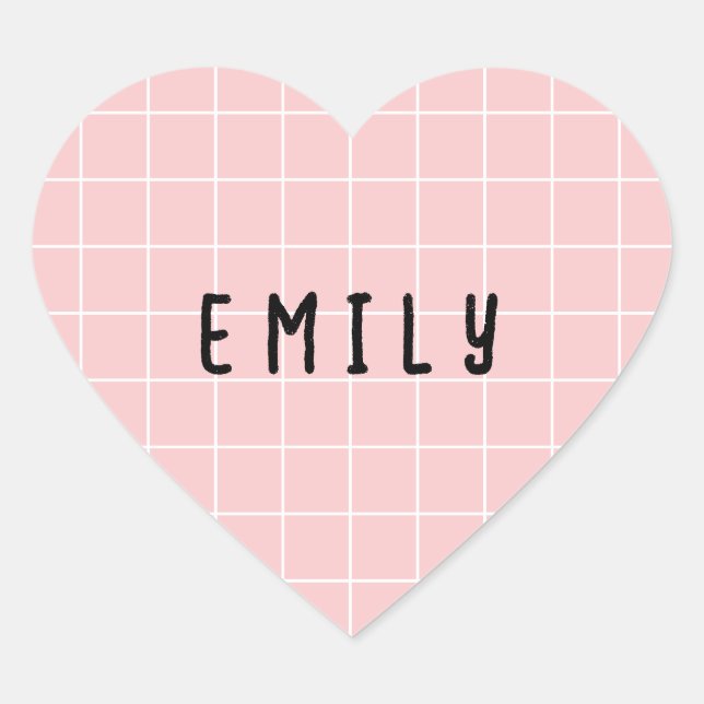 Custom Name Heart Shaped Graph Line Stickers (Front)