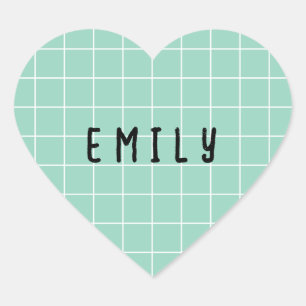 Custom Name Heart Shaped Graph Line Stickers