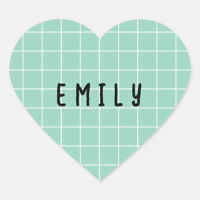 Custom Name Heart Shaped Graph Line Stickers (Front)