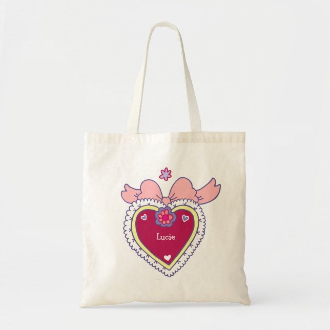 Custom Name Heart Tote Bag (Front)