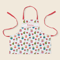 Custom Name Hearts and Ice Cream Apron for Kids