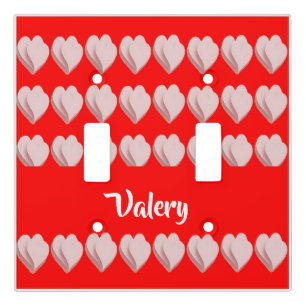 Custom name hearts pattern red light switch cover