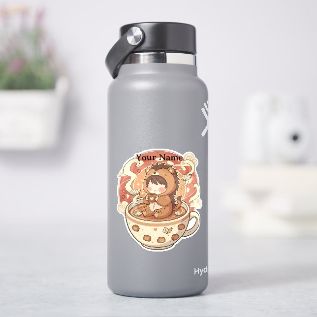 Custom Name Hedgehog School Label Sticker (HydroFlask)