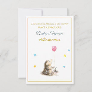 Custom Name Hedgehog with a balloon Baby Shower