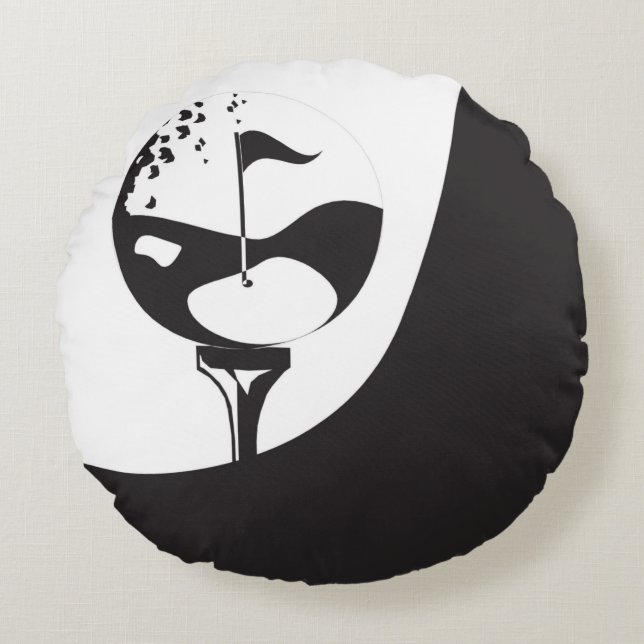 Custom Name Hello Black and White Golf  Round Pillow (Front)