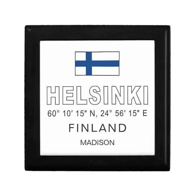 Custom Name Helsinki Coordinates Gift Box (Front)