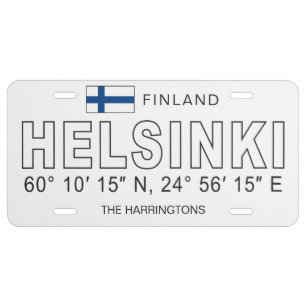 Custom Name Helsinki Coordinates License Plate