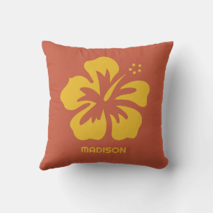 Custom Name Hibiscus Outdoor Pillow