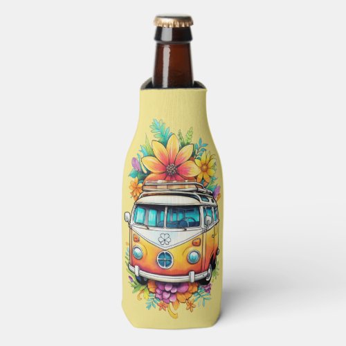 Custom Name Hippie Van Bottle Cooler