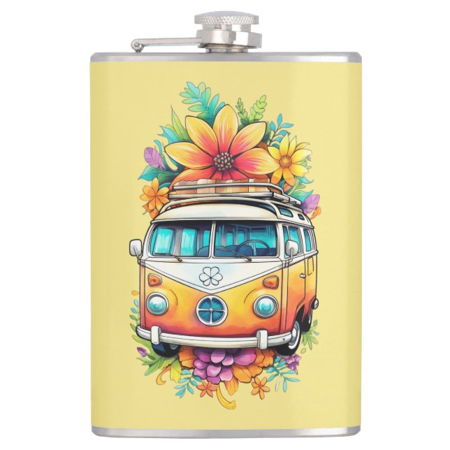 Custom Name Hippie Van Flask (Front)
