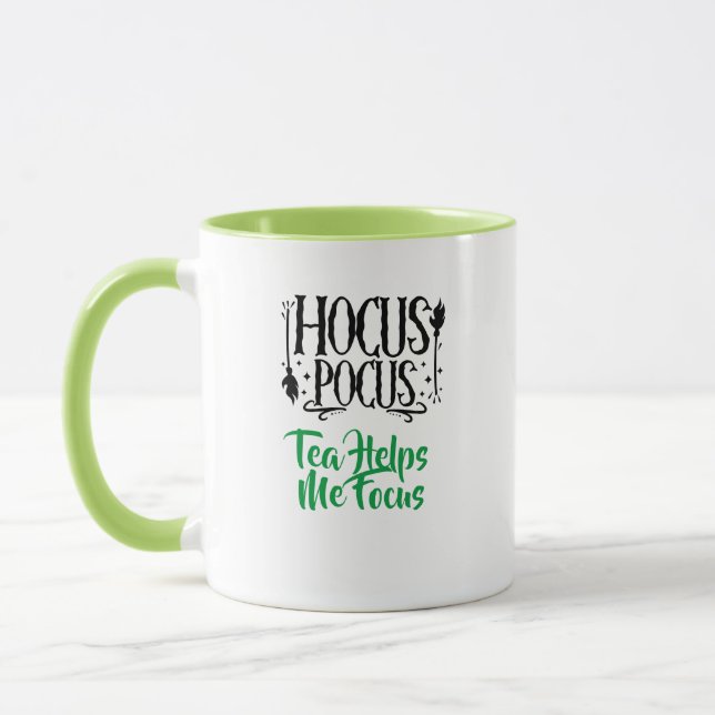 Custom Name 'Hocus Pocus Tea Helps me Focus' Mug (Left)