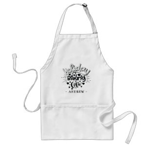 Custom Name Holiday Baking Crew Christmas Adult Apron