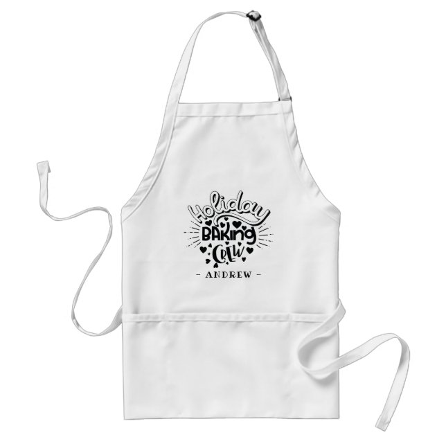 Custom Name Holiday Baking Crew Christmas Adult Apron (Front)
