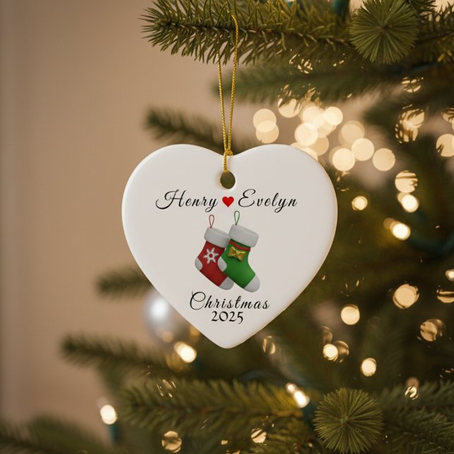 Custom Name Holiday Gift for Couples |  Ceramic Ornament (Creator Uploaded)