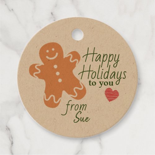 Custom Name Holiday Gingerbread Favor Tags