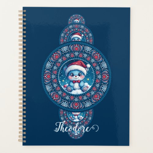 Custom Name Holiday Kawaii Bear Ornamental Mandala Planner