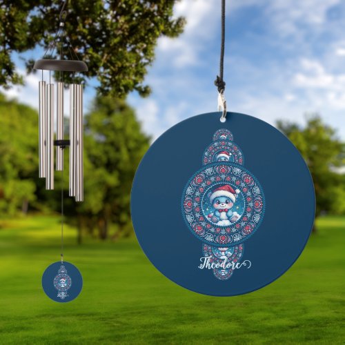 Custom Name Holiday Kawaii Bear Ornamental Mandala Wind Chime