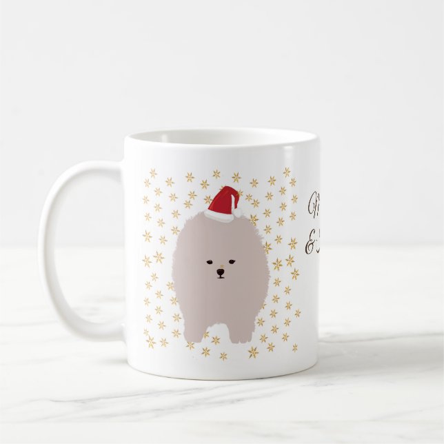 Custom Name Holiday Mug, Cute Puppy Coffee Mug (Left)