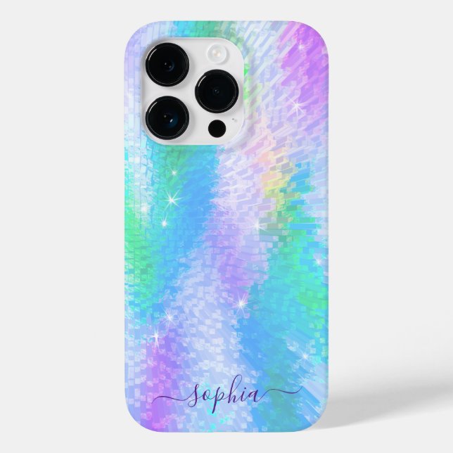 Custom Name Holographic Iridescent Case-Mate iPhone Case (Back)