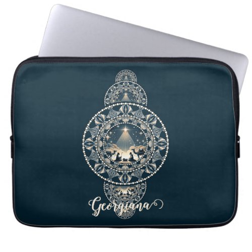 Custom Name Holy Star of Wonder Ornamental Mandala Laptop Sleeve