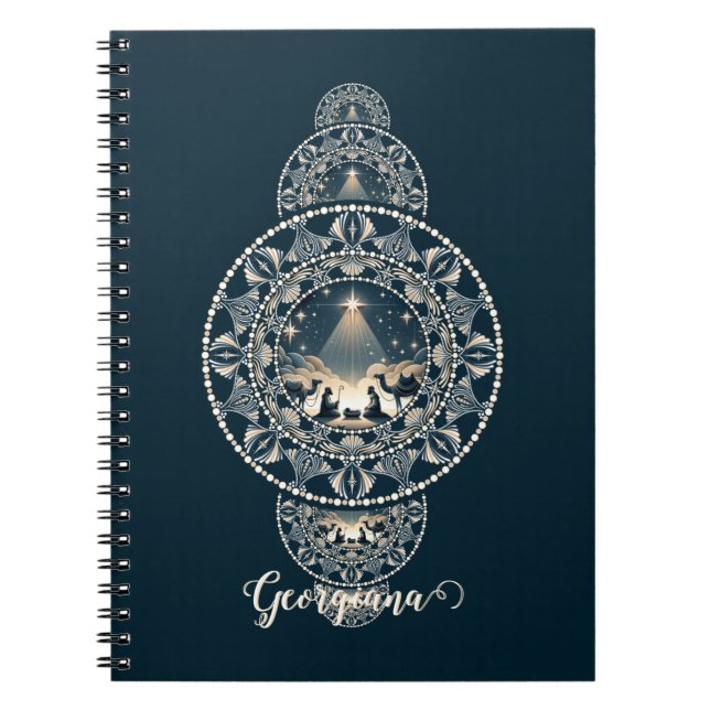 Custom Name Holy Star of Wonder Ornamental Mandala Notebook (Front)
