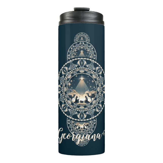 Custom Name Holy Star of Wonder Ornamental Mandala Thermal Tumbler (Front)