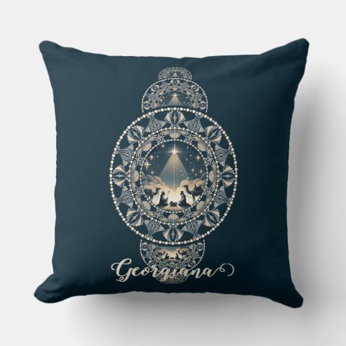 Custom Name Holy Star of Wonder Ornamental Mandala Throw Pillow