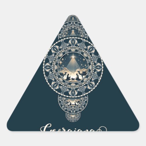 Custom Name Holy Star of Wonder Ornamental Mandala Triangle Sticker