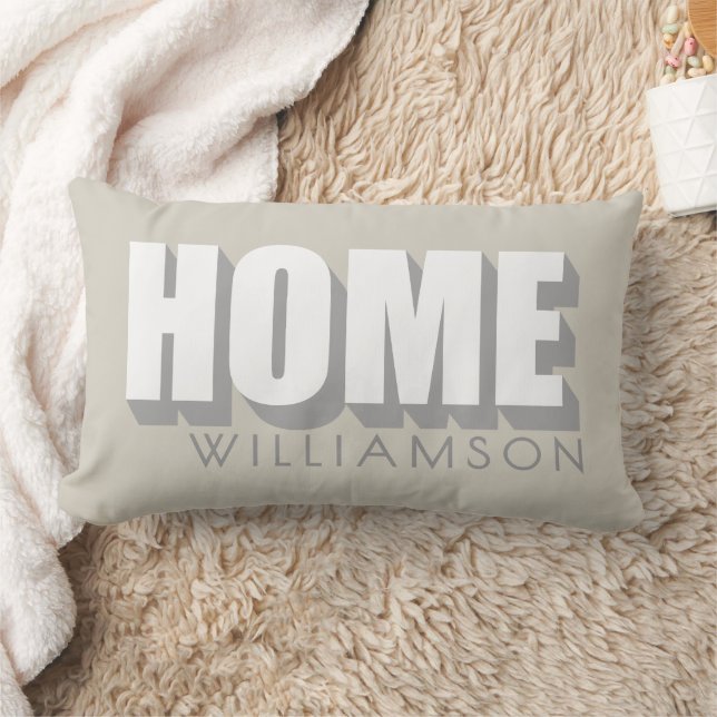 Custom Name Home Modern Minimalist Stone Sand Lumbar Pillow (Blanket)