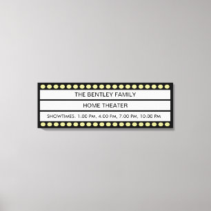 Custom Name Home Movie Theater Marquee Personal Canvas Print