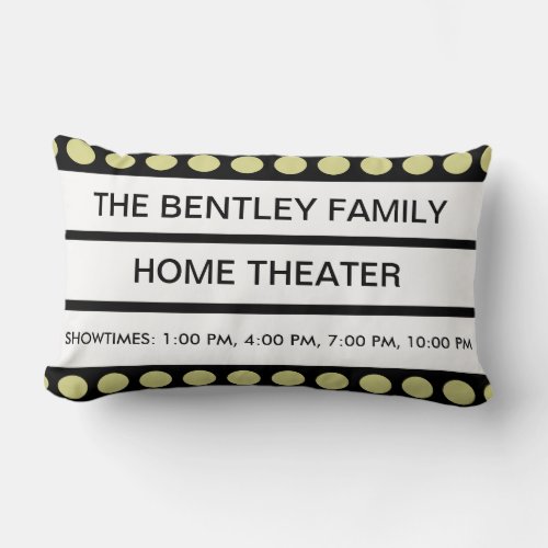 Custom Name Home Movie Theater Marquee Personal Lumbar Pillow