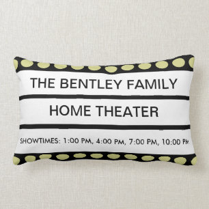 Custom Name Home Movie Theater Marquee Personal Lumbar Pillow