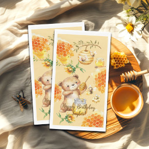 Custom Name Honey Bear Bees Birthday Party Paper Guest Towels