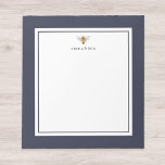 Custom Name Honey Bee on Navy Blue Notepad<br><div class="desc">Bumble Bee Personalized Stationery Notepad - Elegant writing paper pad with a navy blue border,  watercolor honey bee and custom name template.   Navy Blue Apiary Note Pad Paper</div>