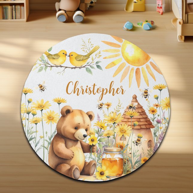 Custom Name Honey Bees Teddy Bear Rug (Creator Uploaded)