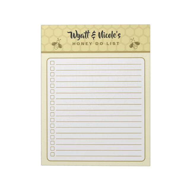 Custom Name Honey Do List Notepad (Rotated)