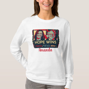 Custom Name - Hope Wins Harris Walz 2024 T-Shirt