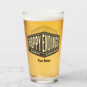 Custom Name Hoppy Endings Funny Pint Beer Glass