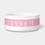 Custom name horizontal stripes pink & white bowl<br><div class="desc">Introducing our Custom Name Horizontal Stripes Pink & White Pattern Design,  a charming blend of soft pink and crisp white stripes that can be personalized with any name,  adding a touch of individuality to a classic pattern.</div>