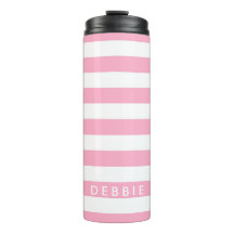 Custom name horizontal stripes pink & white