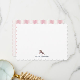 Custom Name Horse Galloping Stationary Thank You Card