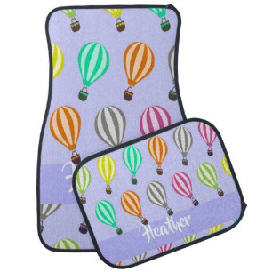 Custom name hot air balloon blue car floor mat