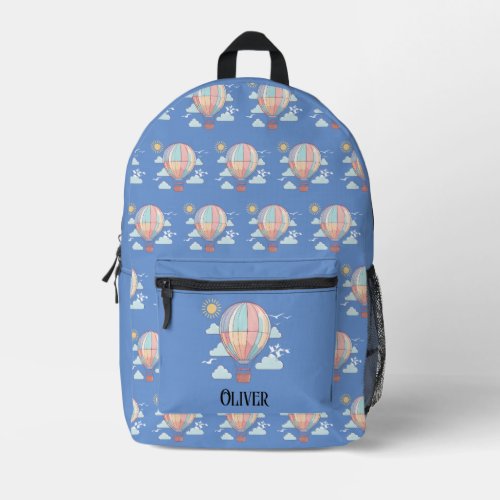 Custom Name Hot Air Balloons Kawaii Illustration Printed Backpack