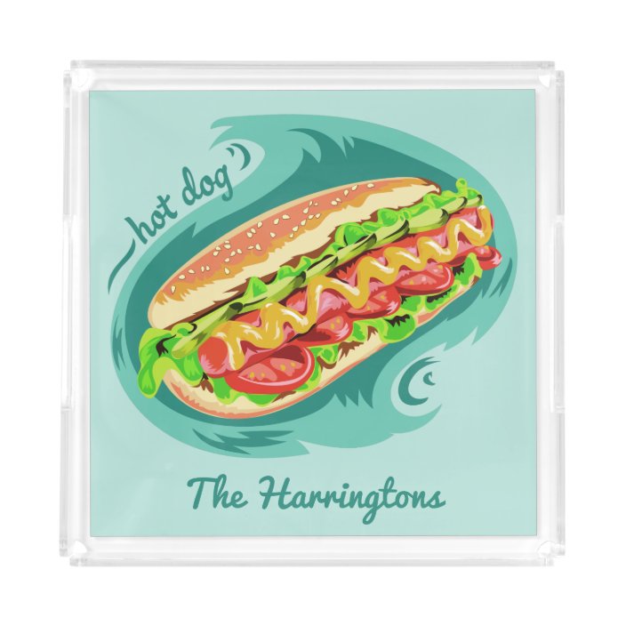 Custom name Hot Dog Illustration trays