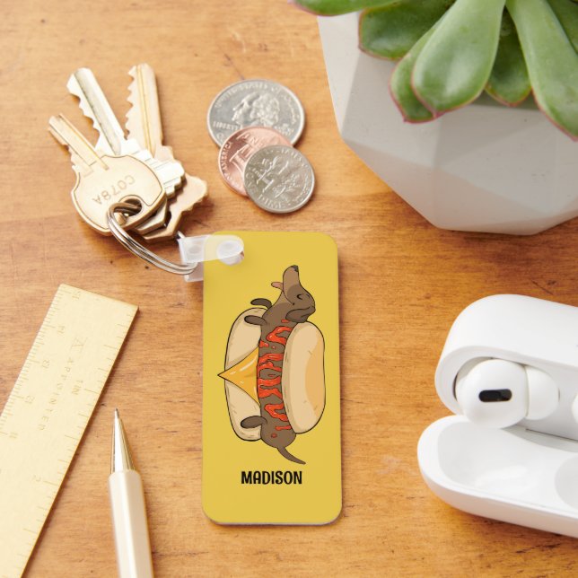 Custom Name Hot Dog Keychain (Desk)