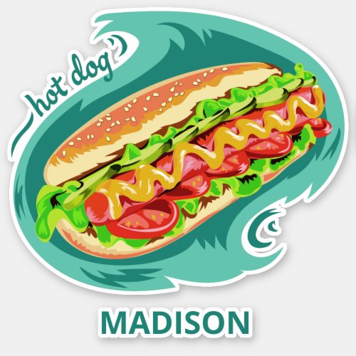 Custom name Hot Dog Sticker