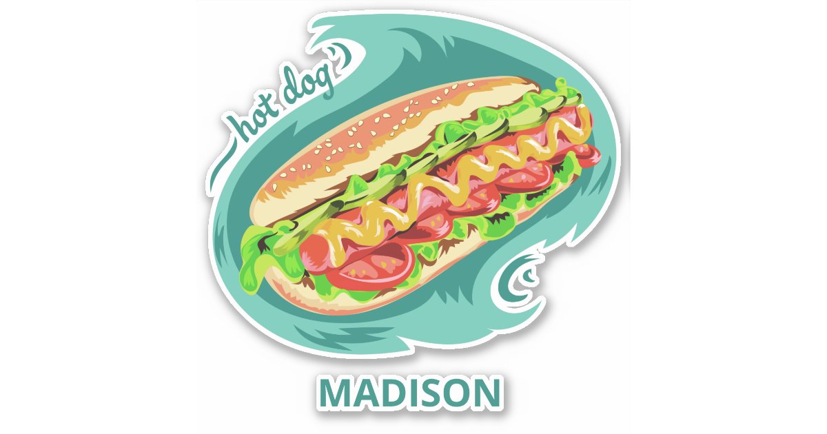 Custom name Hot Dog Sticker Zazzle